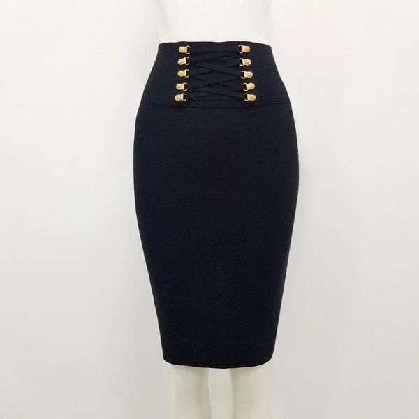 

women summer fashion black red white button bandage skirt 2020 female vestudos elastic sweet pencil skirt1
