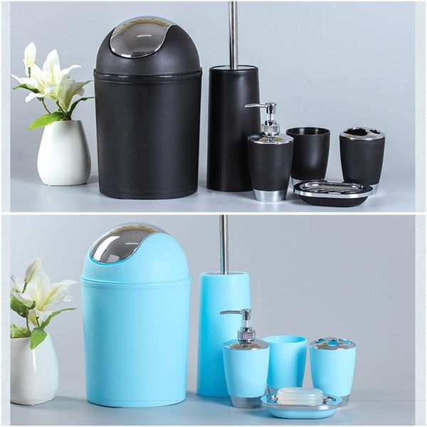 

bathroom accessories set 6 pieces plastic gift set toothbrush holder toothbrush cup soap dispenser hand sanitizer bottles