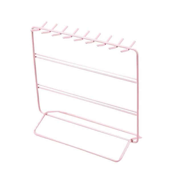 

jewelry stand standing necklace earrings home with hook display stand bracket iron decoration deskstorage pink, Pink;blue