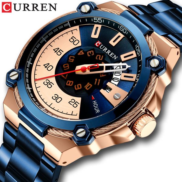 

curren design watches men&#39s watch quartz clock male fashion stainless steel wristwatch with auto date causal business new wa