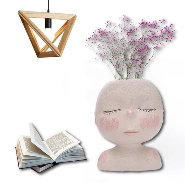 

nordic human face vase decoration big eyes doll resin flowerpot figure sculpture crafts storage container flower arrangement container