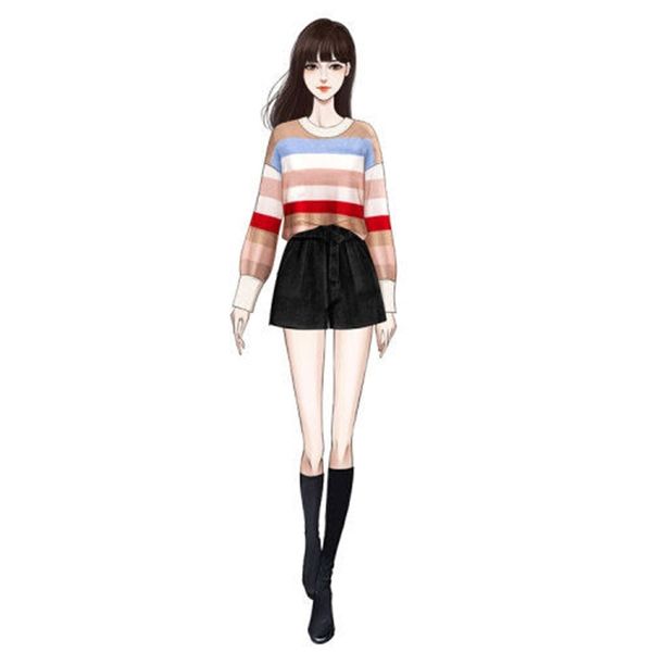 

new 2021 winter fashion defines lazy stripe wind around the neck imitation shorts suit two female garments y450 5muy kusg, Gray