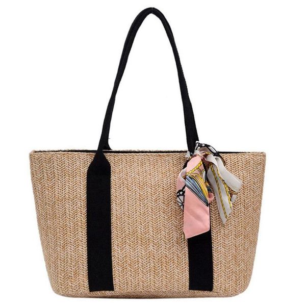 

auau-casual big bag female new fashion large capacity scarves straw bag simple hand shoulder
