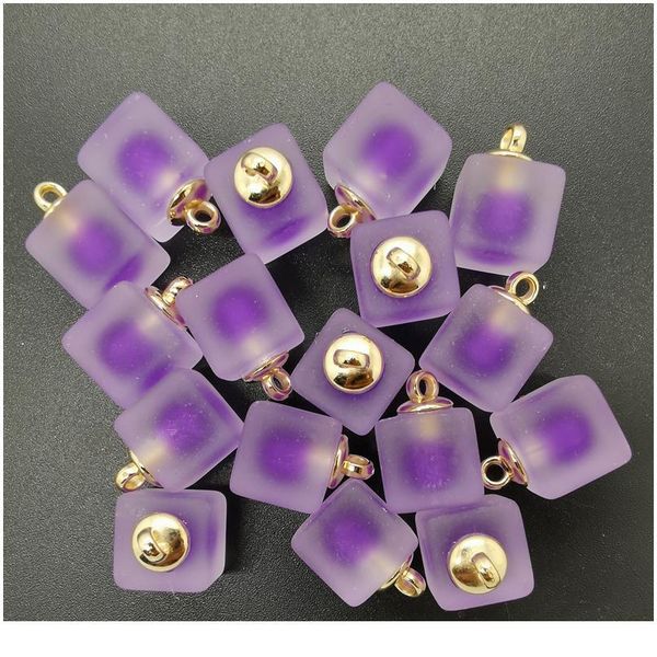 

new diy 8pcs 16mm mini acrylic frosted square beads charm pendant ornaments jewelry making bbyofg, Bronze;silver