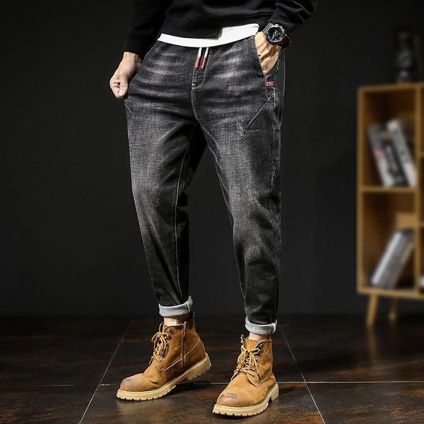 

men's trendy small feet jeans denim large size stretch harem pants men autumn and winter loose dropship kg-893, Blue