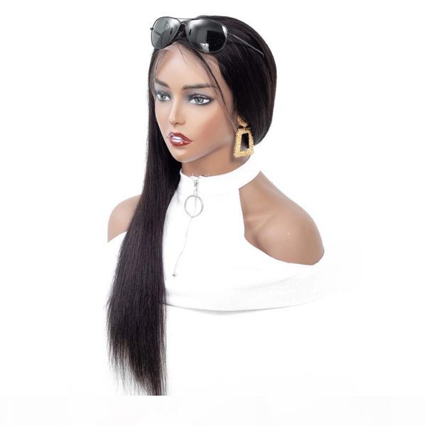 

130% 150% 180%density lace wigs pre plucked 13x4 straight wig remy lace front human hair wigs brazilian human hair, Black;brown