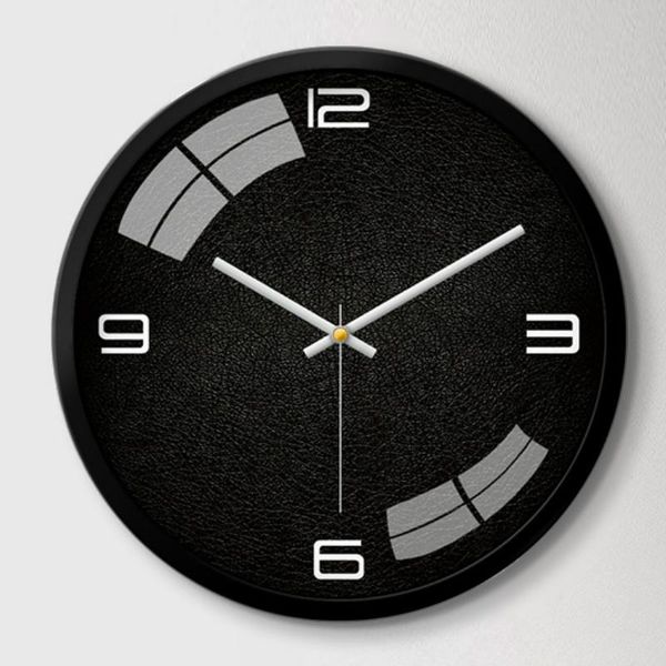 

wall clocks metal simple clock round black living room office watch modern design bedroom minimalist klok home decoration by50wc
