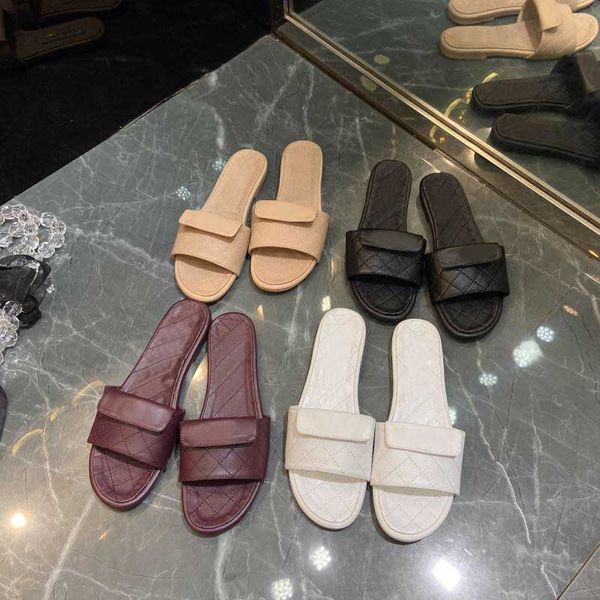 

2022 designer women's sandals classic slippers leather slippers flats, Black