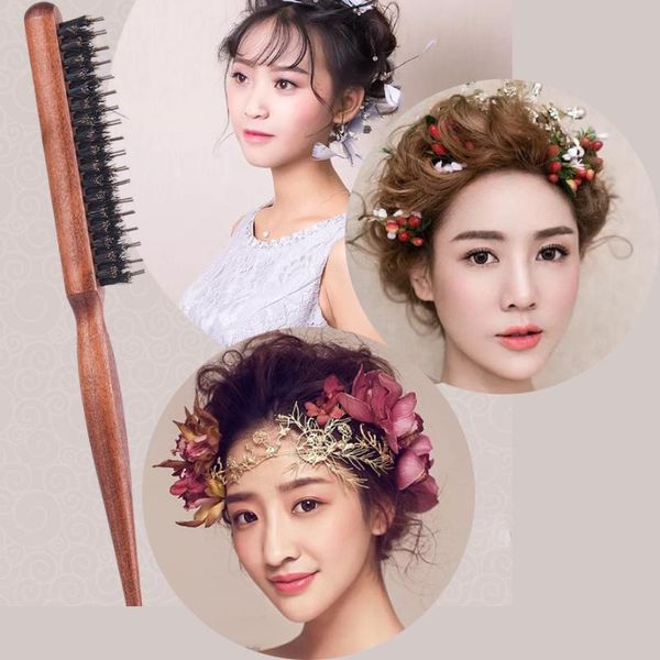 

professional hairdressing long boar nylon bristle backcombing teasing brush with rat tail pick for hair wmtdax xhhair