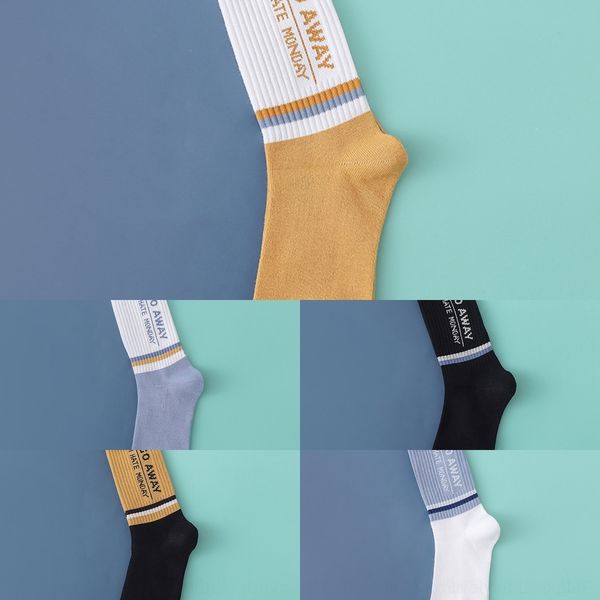 

94ymj uwidl medium autumn and winter new cotton men's sports letterhead letters ins tide socks long men's socks and, Black