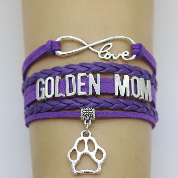 

infinity love golden mom rba paw charm wrap bracelets dog paw print charms animal bracelet women&men bracelets jewelry, Golden;silver