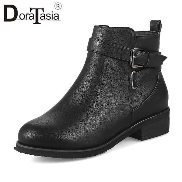 

doratasia new 32-48 autumn winter mature black booties ladies concise ol ankle boots women 2019 low heels shoes woman t200425