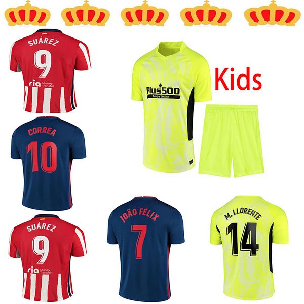 

0 21 atletico soccer jersey 2020 2021 joão félix m. llorente koke saul camiseta football shirt uniforms men + kids kit, Black;yellow
