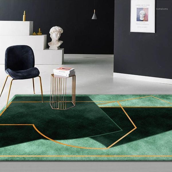 

stylish modern dark green color irregular geometry pattern carpet plush bedroom rug living room floor mat custom made door mat1