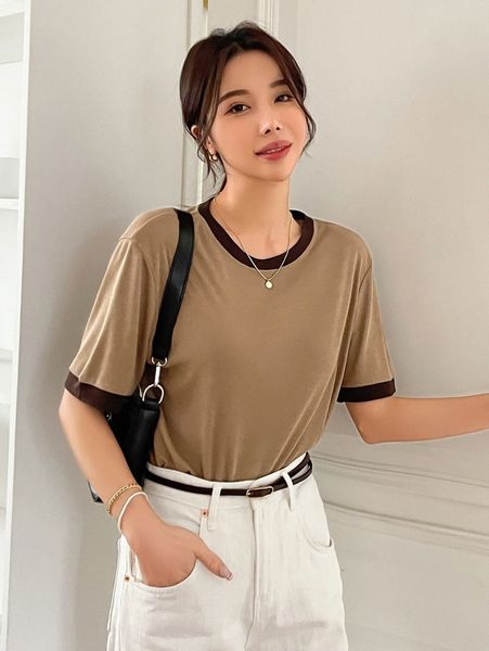 

dazy contrast trim ringer tee q6nz#, White