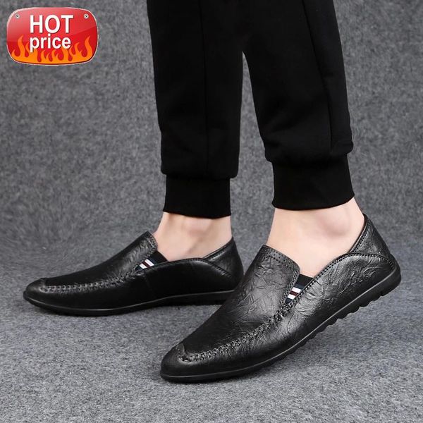 

men loafers shoes male brand leather boat shoes man 2020 new spring summer men shoes comfy slip-on fashion casual #il8y