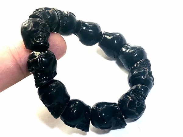

yqtdmy 10 pcs unique black demon skull mens punk biker jewelry bracelet gifts
