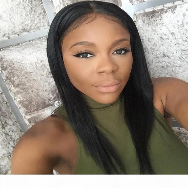 

8a grade brazilian full lace wigs natural straight wig lace frontal human hair with baby hair, Black;brown