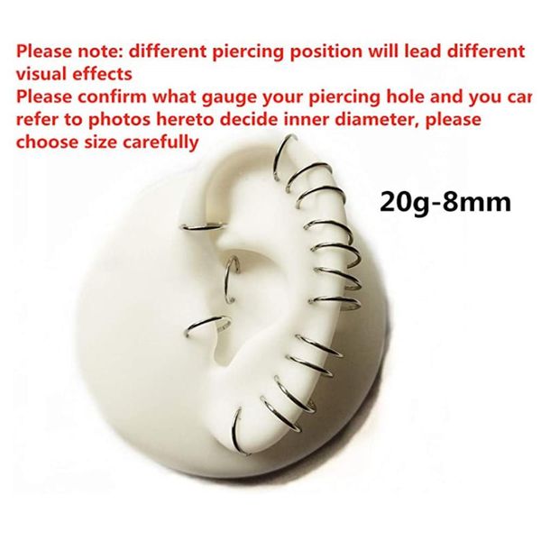 

1pc 361l surgical steel 20g cartilage earrings hoop hinged septum nose rings helix tragus daith earring nipple clicker piercing q sqcwwi, Silver
