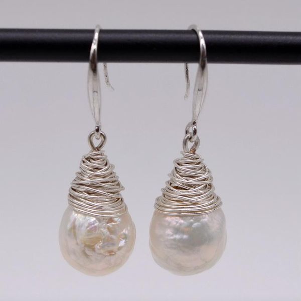 

dangle & chandelier white baroque pearl earrings. natural freshwater pearl. 925 sterling silver. handmade original female silver earrings