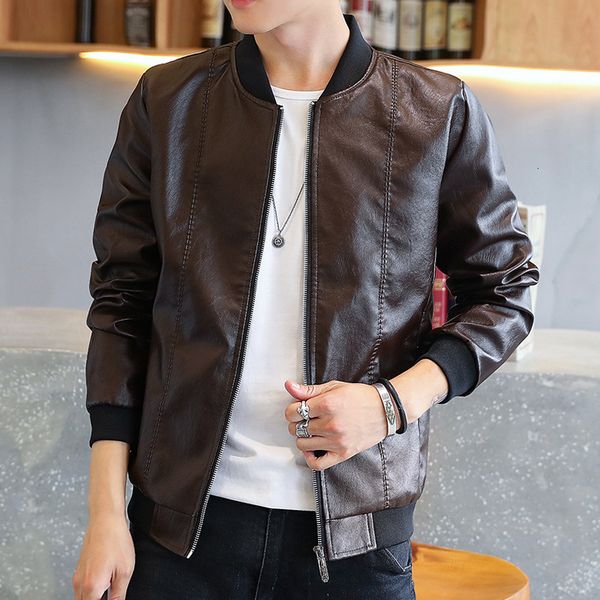 

autumn 2020 new jacket korean slim fit p leather men's coat, Black;brown