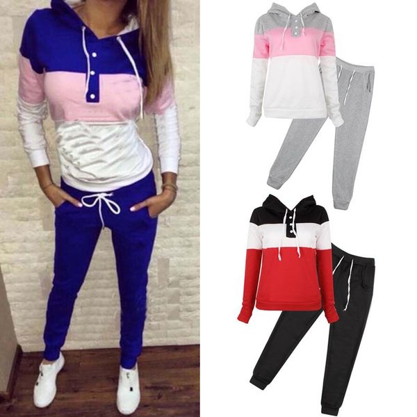 

casual tracksuit for women hoodie sweatshirt sweater pants sports jogger outfits two piece set, Gray
