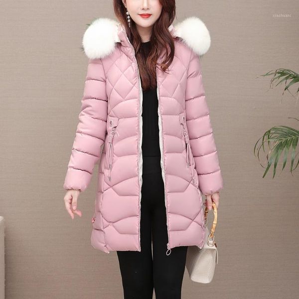 

women winter warm coat hooded thick warm loose jacket long overcoat long parkas women fur collar female jacket coat 9.61, Black