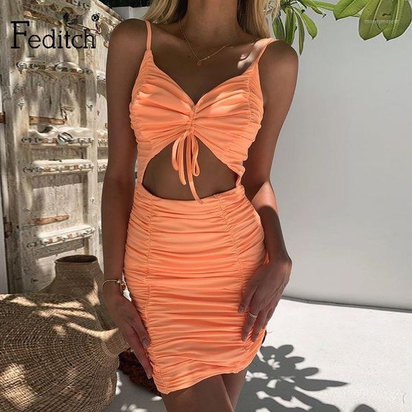 

feditch vintage v neck bodycon dress ruched sleeveless lace-up elegant hollow out women dress spring summer vestidos1, Black;gray