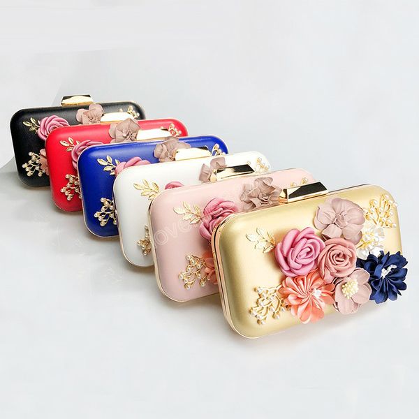 Saco de Embraiagem Floral Womens Plástico Pérola Evening Party Embreagens Bolsa Bolsa de Ombro com Handbags Chian Punk Style Wallets