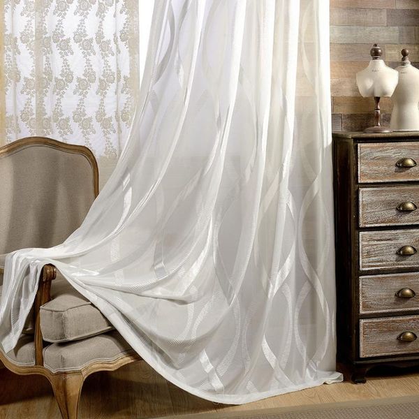 

white lace jacquard curtain tulle for living room bedroom balcony window screening purple stripe voile custom made