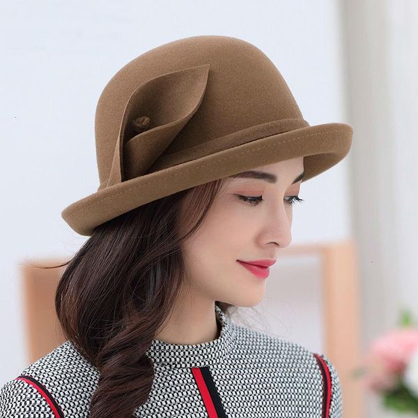 

stingy brim hats vintage black wool felt cloche hat with bowknot up turn bowler winter fedoras ladies asymmetric beret cap, Blue;gray