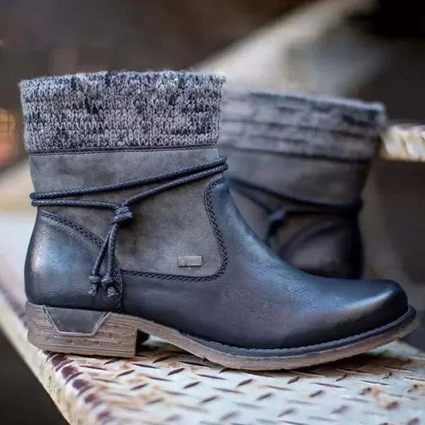 

winter boots women fashion boots female winter 2020 low heel keep warm ladies shoes new platform shoe woman botas mujer, Black