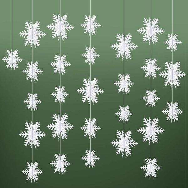 

12 white string gold floral cardboard 3d snowflake flake window decoration pendant