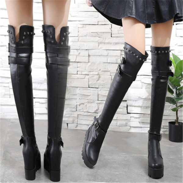 

2021 new winter shoes black women on the knee internal raise female fashion tight boots high lady vffx