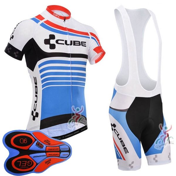 

cube team mens cycling short sleeve jersey bib shorts sets breathable racing bicycle wear mtb bike clothing sports uniform y20052901, Gray