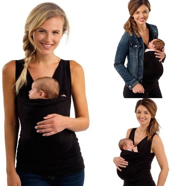 

dad and mommy t shirt hands skin-to-skin kangaroo care pregnant t-shirts baby carriers wrap soothe sleeveless tshirts, White