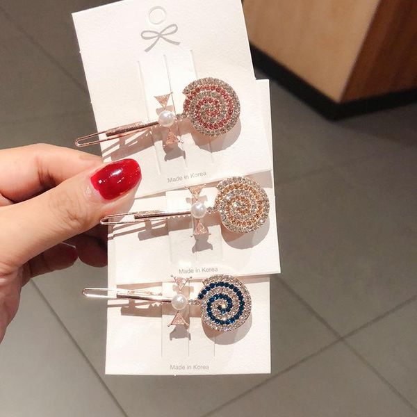 

hair accessories korean sweet girl exquisite cute rhinestones lollipop bow frog buckle clip fashion simple women hairpins