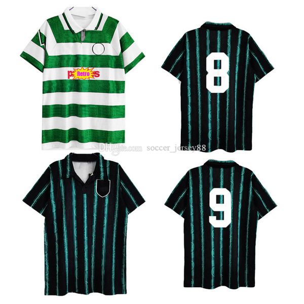 

1991 1992 1993 retro soccer jerseys ce 91 92 93 classic black green ltic gillespie cascarino vintage uniform kits football shirt, Black;yellow
