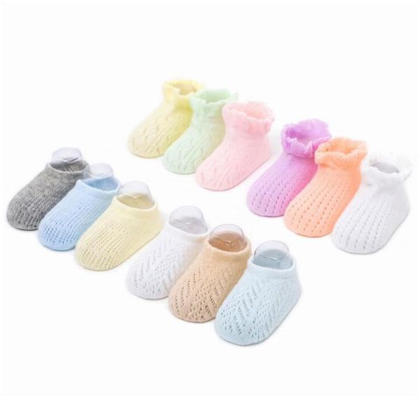 

3 pair/lot new spring summer thin cotton mesh hollow children socks shallow baby socks 3 qylrye, Pink;yellow