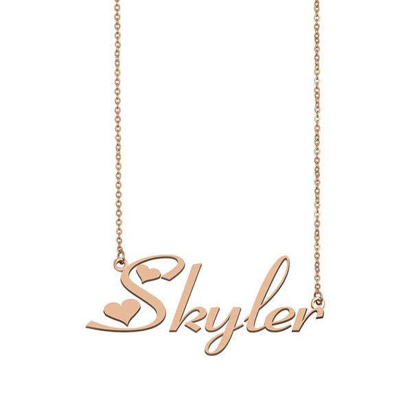 

skyler name necklace custom nameplate pendant for women girls birthday gift kids friends jewelry 18k gold plated stainless steel, Silver
