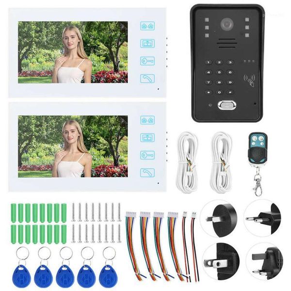

7inch tft lcd door bell waterproof intercom remote control password card door phone 2 doorbell white monitors mirilla digital1