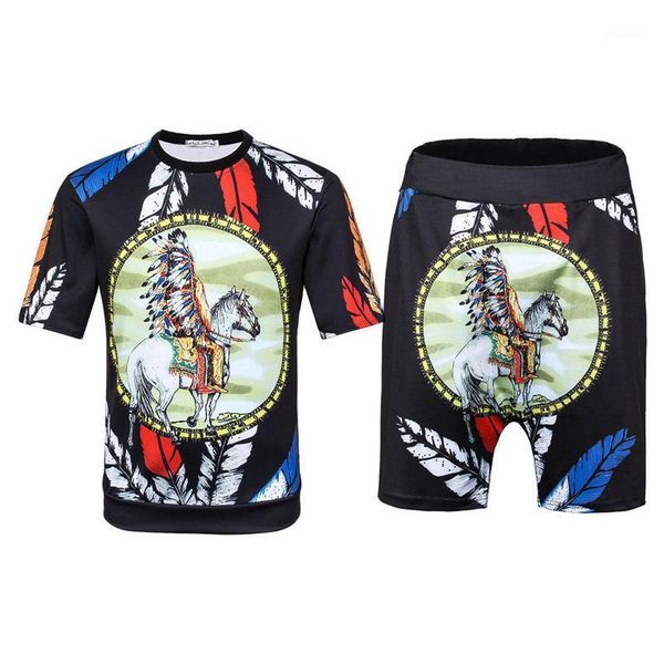 

5xl retro warrior 3d t-shirt & shorts sports suit set men women summer running fitness workout 2 piece tracksuit1, Gray