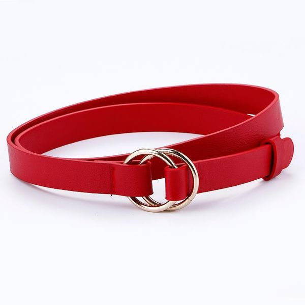 

новый двойное кольцо круглый круг пряжка золото дамы pu кожаный пояс тонкий моды диких личности knotted декоративные ремни для женщин wmtctu, Black;brown