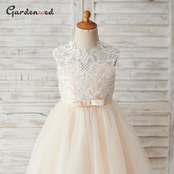 

girl's dresses lace flower girl aline sleeveless princess dress tulle first communion backless baby 2021, Red;yellow