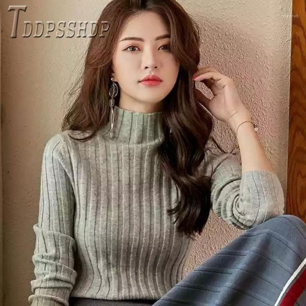 

2019 autumn new women sweater stripe slim female bottoming sweaters1, White;black