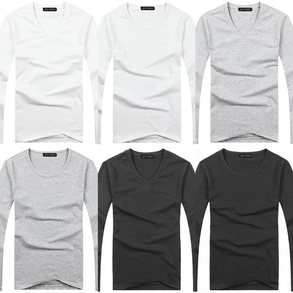 

autumn 2020 new korean slim shirtfit men's long sleeve t-shirt color matching fashion men's bottoming large t-shirt for men ttfox, Blue
