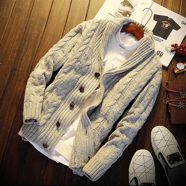 

ursporttech autumn winter 2020 fashion casual cardigan sweater coat mens slim fit button warm knitting clothes sweater coats men, White;black