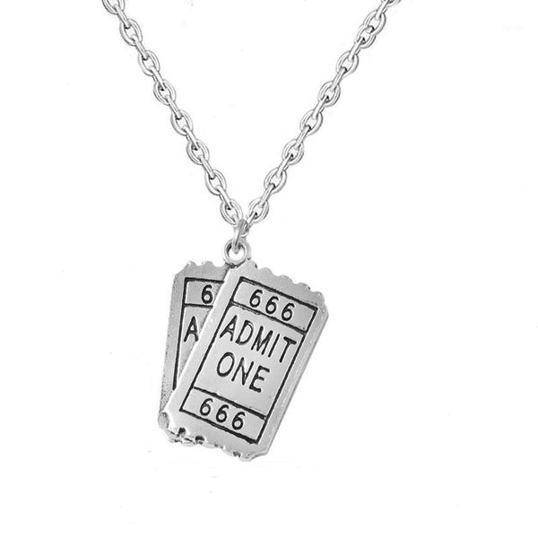 

trends alloy dog tag necklace admit one clavicle chain stainless steel pendant europe and america man woman necklace accessories1, Silver