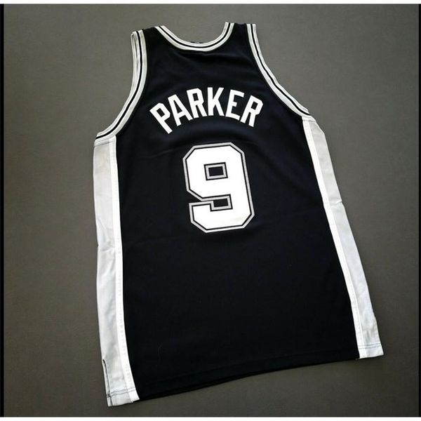 

custom 604 youth women vintage tony parker 911 patch - duncan college basketball jersey size s-4xl or custom any name or number jersey, Black