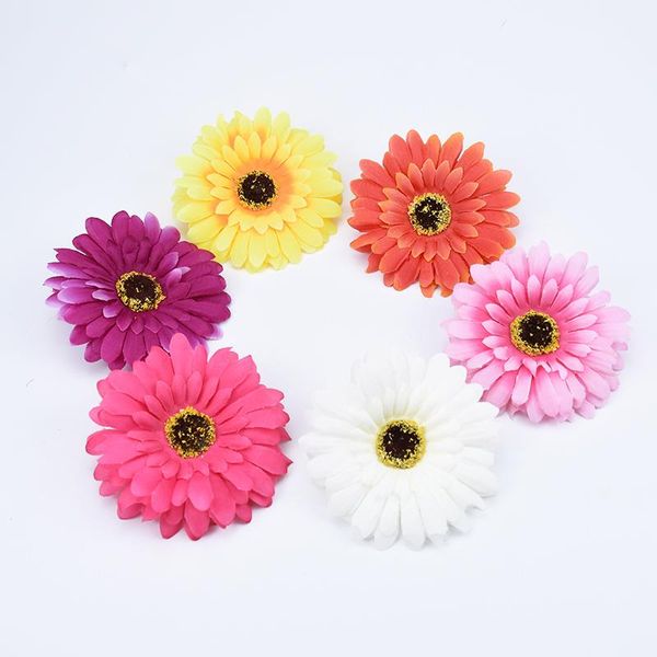 

100pcs 10 cm artificial flowers for home wedding diy garland fake plants daisy plastic flower silk gerbera christmas decorations bbyulm